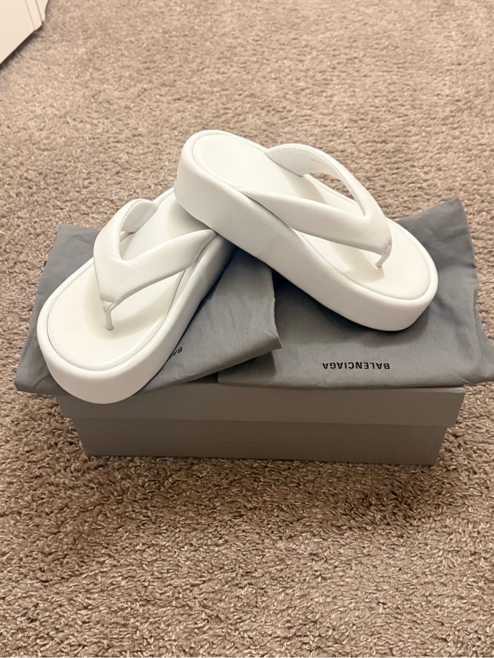 Balenciaga White Platform Thong Sandals